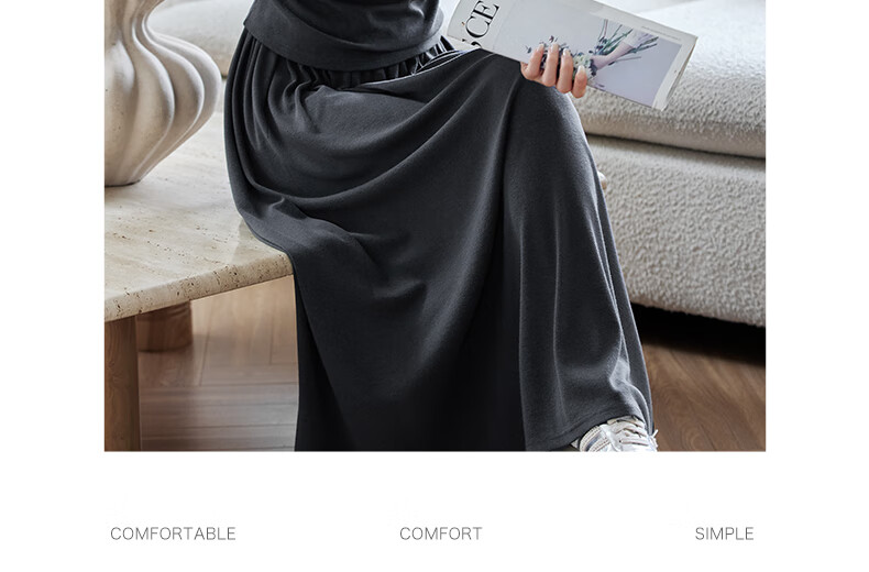 Fansiman Holiday Style Lazy Set Women Autumn New Off-Shoulder Top and Skirt Two-Piece Set Iron Gray XL 6