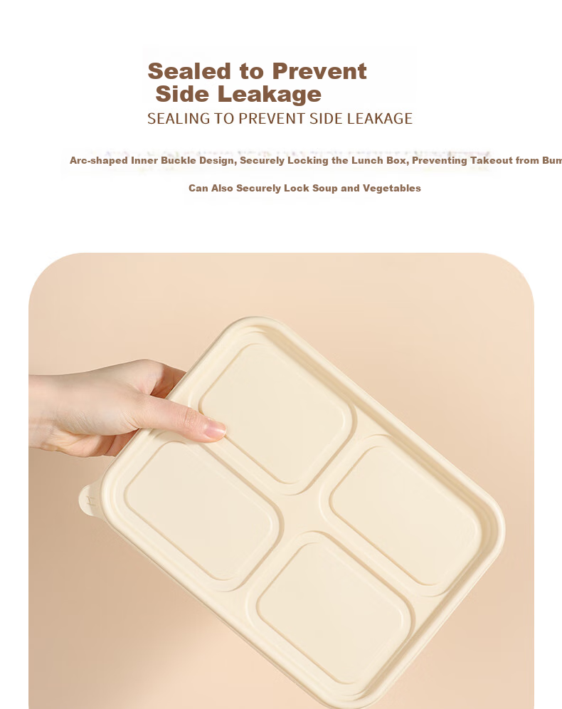 Baijie Corn Starch Disposable Food Containers, Biodegradable Microwave-Safe Lunch Boxes with Lids, Takeout Meal Boxes, 4 Compartments * 20 Sets 4