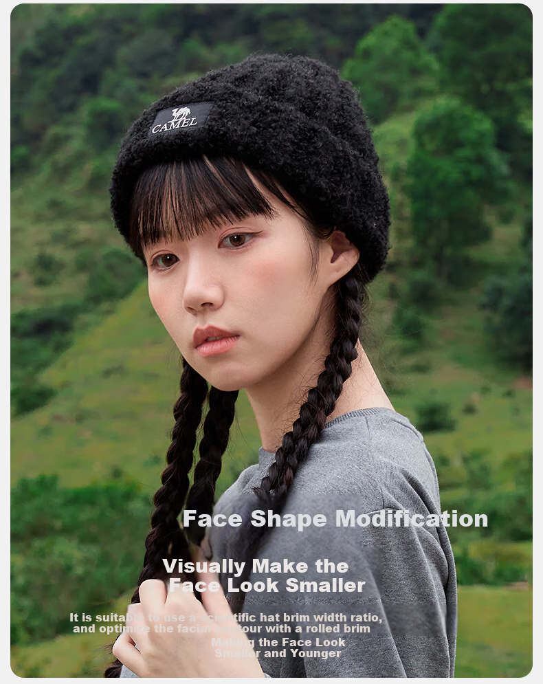 CAMEL Wool Yarn Knitted Hat for Women, Ear Protection, Warm, Cold Hat, Face-Slimming, Couple's Knitted Hat for Men 133CP15060 10