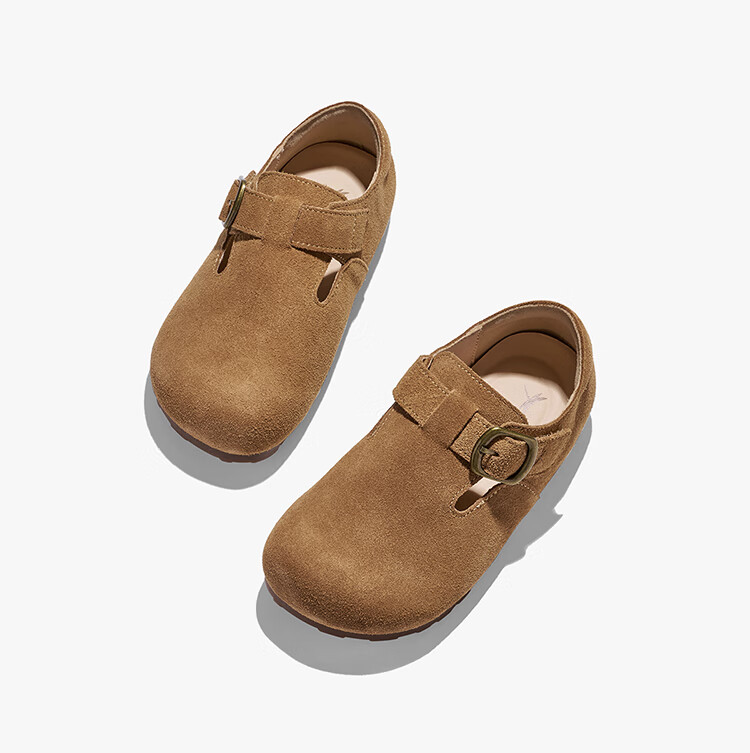 RED DRAGONFLY Children's Autumn Shoes, Boys And Girls Flats, Girls Soft-Soled Birkenstock Shoes, Small Leather Shoes Q51BPPF406, Camel Color, Size 29 20