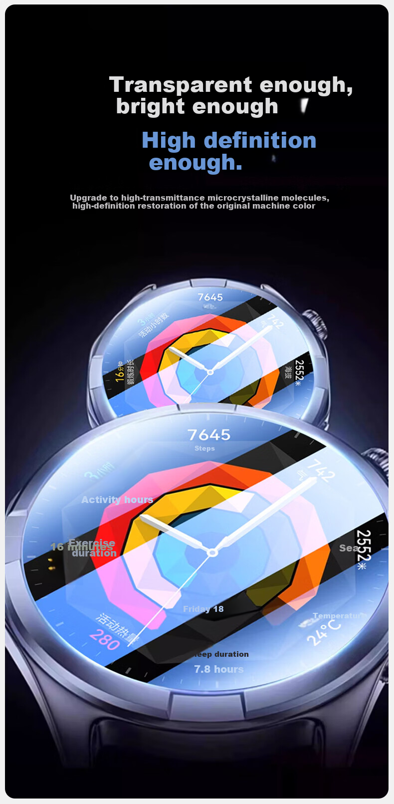 KOVOL [3-Pack] Tempered Glass Screen Protector for Huawei WATCH GT6, Compatible with Huawei GT5 Watch, Anti-Scratch, Shockproof, Wear-Resistant, Full Coverage, Ultra-High Definition Glass Film, 41mm 9