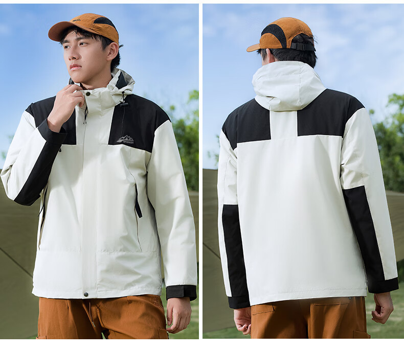 Huili Men's Hooded Outdoor Three-In Jacket, Autumn And Winter Detachable Inner Liner, Windproof And Waterproof Jacket 11