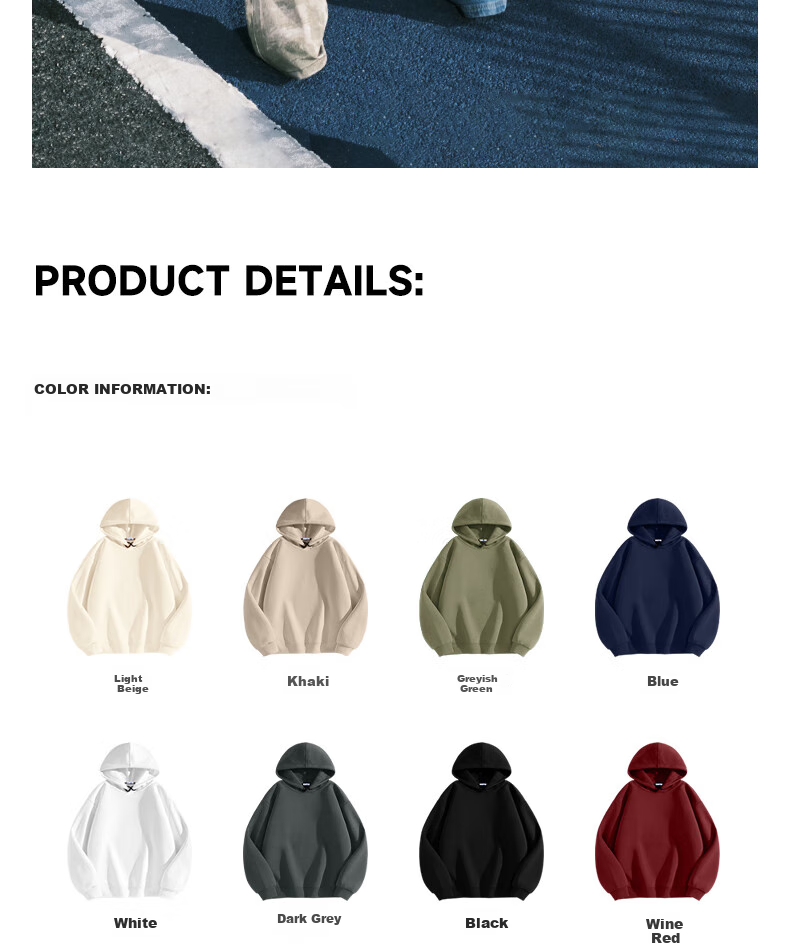 Warrior Spring and Autumn Hoodie Unisex Loose Heavyweight Pullover Couple Trendy Sports Sweatshirt Light Beige XL 4
