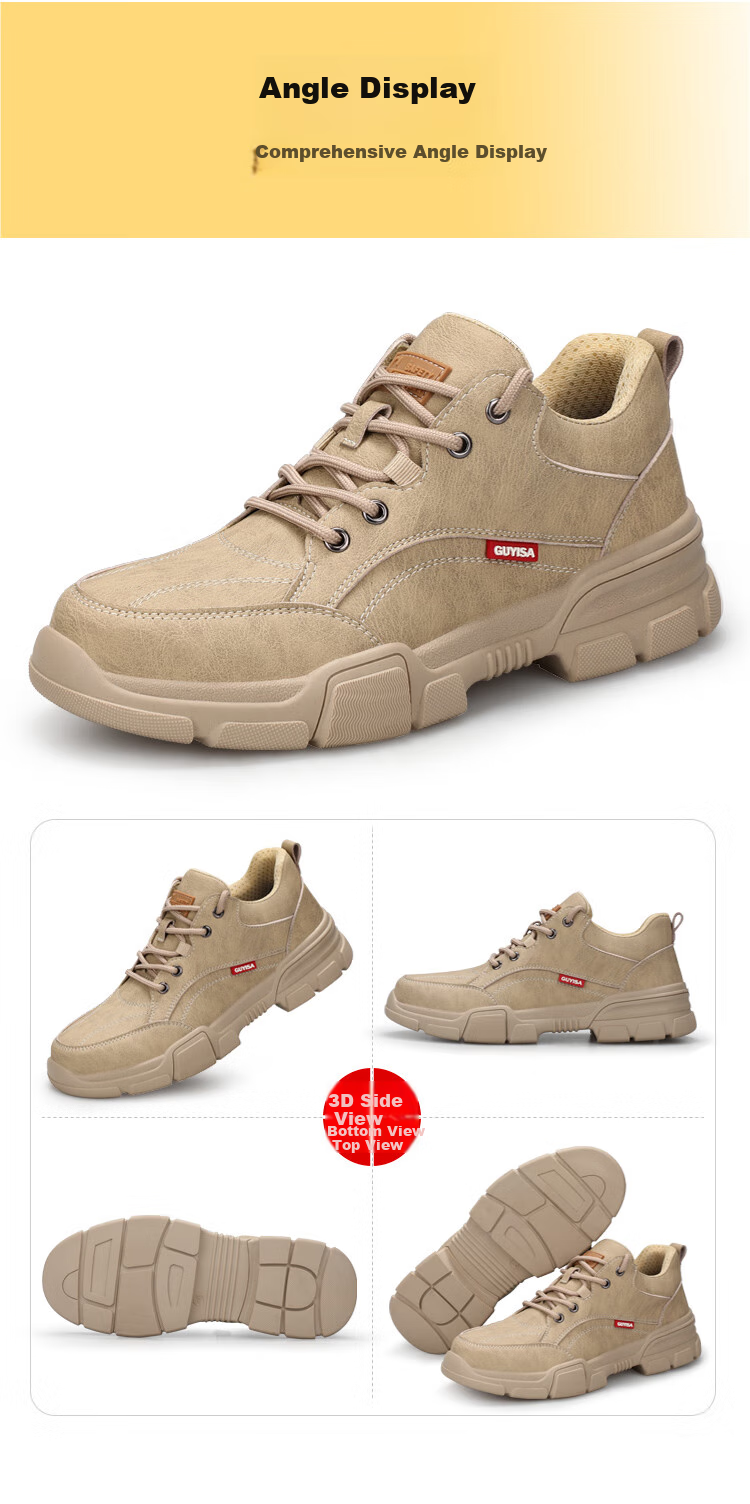 JUNBU Safety Shoes for Men, Steel Toe Cap, Anti-Smashing, Anti-Puncture, Ultra-Light Soft Sole, Comfortable Construction Site Work Boots 1115F Size 43 13