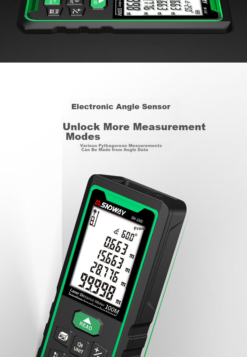 Shendawei Laser Distance Meter Infrared High-Precision Electronic Laser Ruler Outdoor Measurement Device Green Light Drawing SW-70BG 8