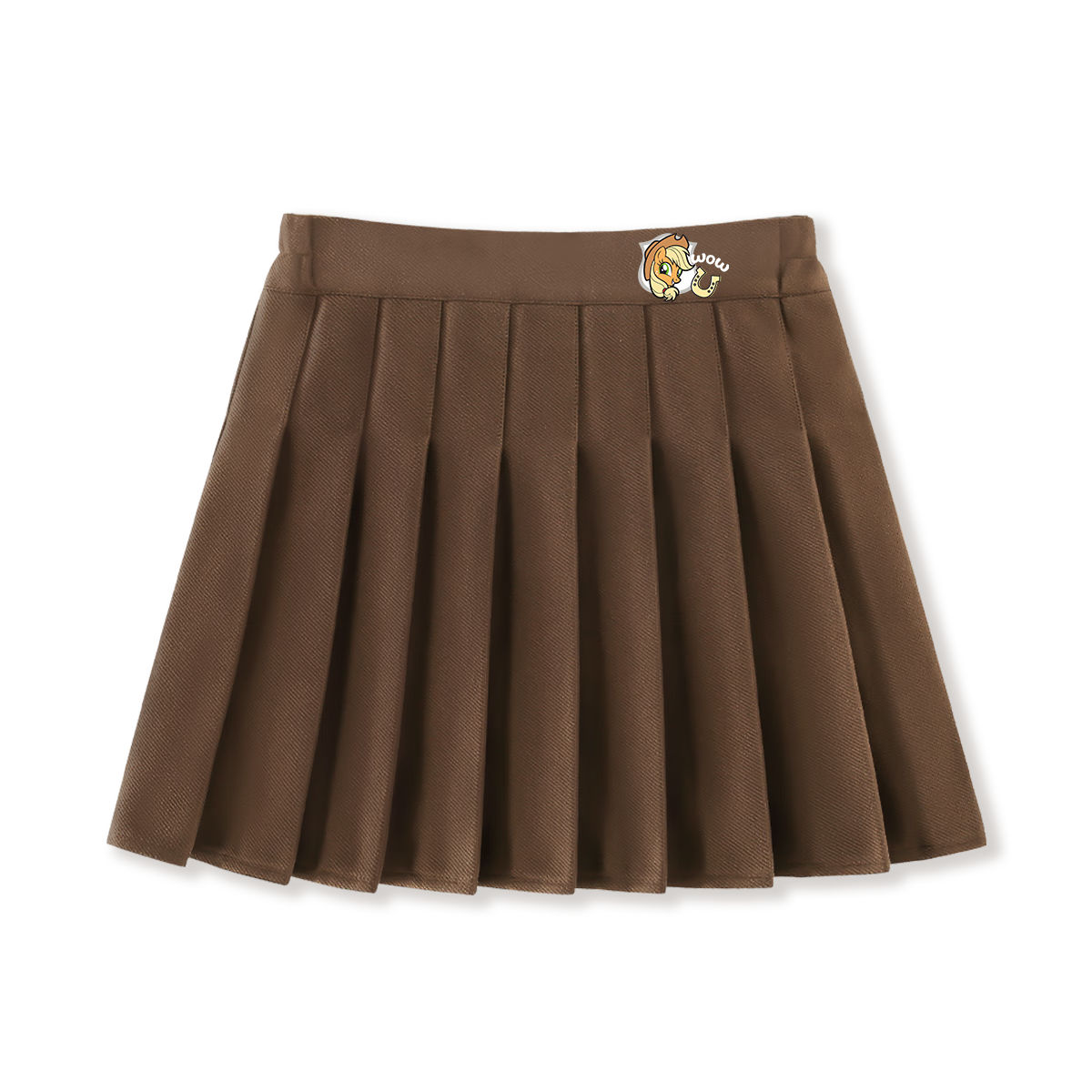 MY LITTLE PONY Girls' Spring and Autumn Knitted Wool Pleated Skirt, Cute and Versatile School Style, Brown, Size 140