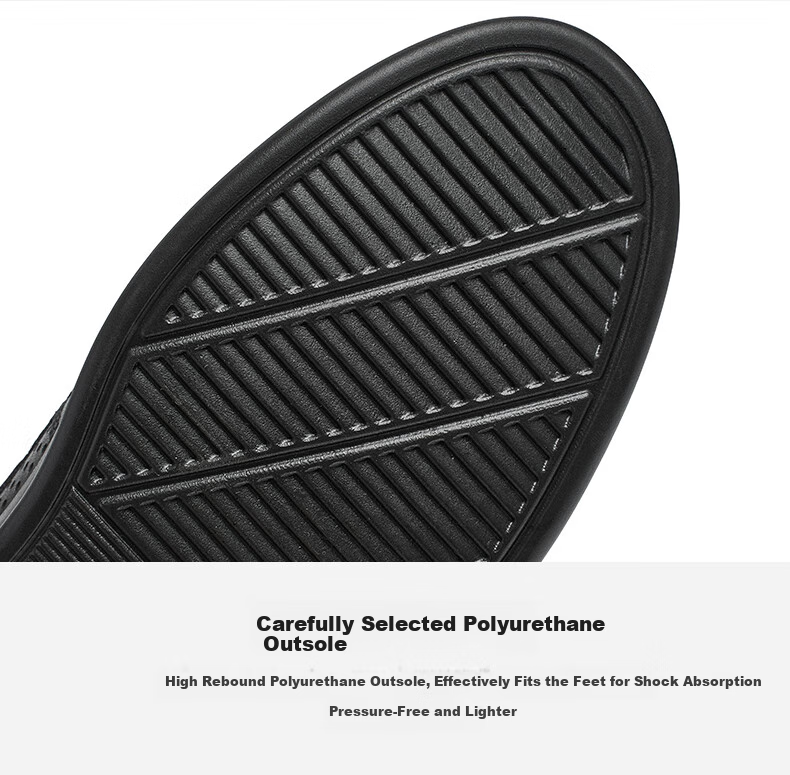 HLA Men's Leather Shoes, Business Casual Breathable Slip-On Sandals for Men HAAPXM2FBH182 Black Size 43 11