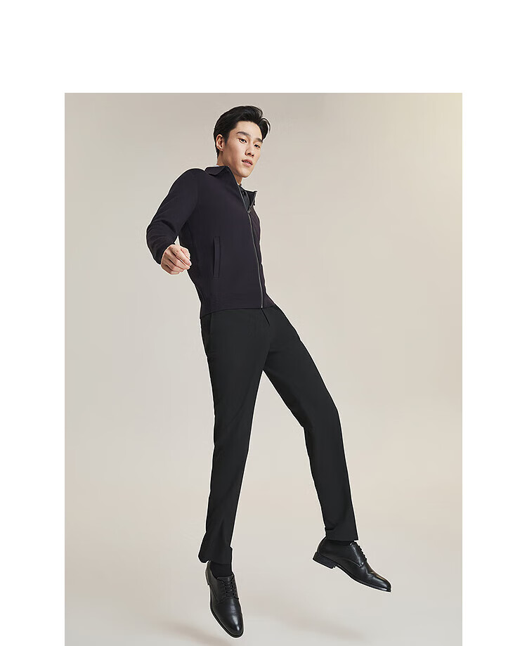 YOUNGOR Cashmere Warmth 2025 New Men's Straight Fit Stretch Casual Trousers Dark Gray 34 175/84A 2
