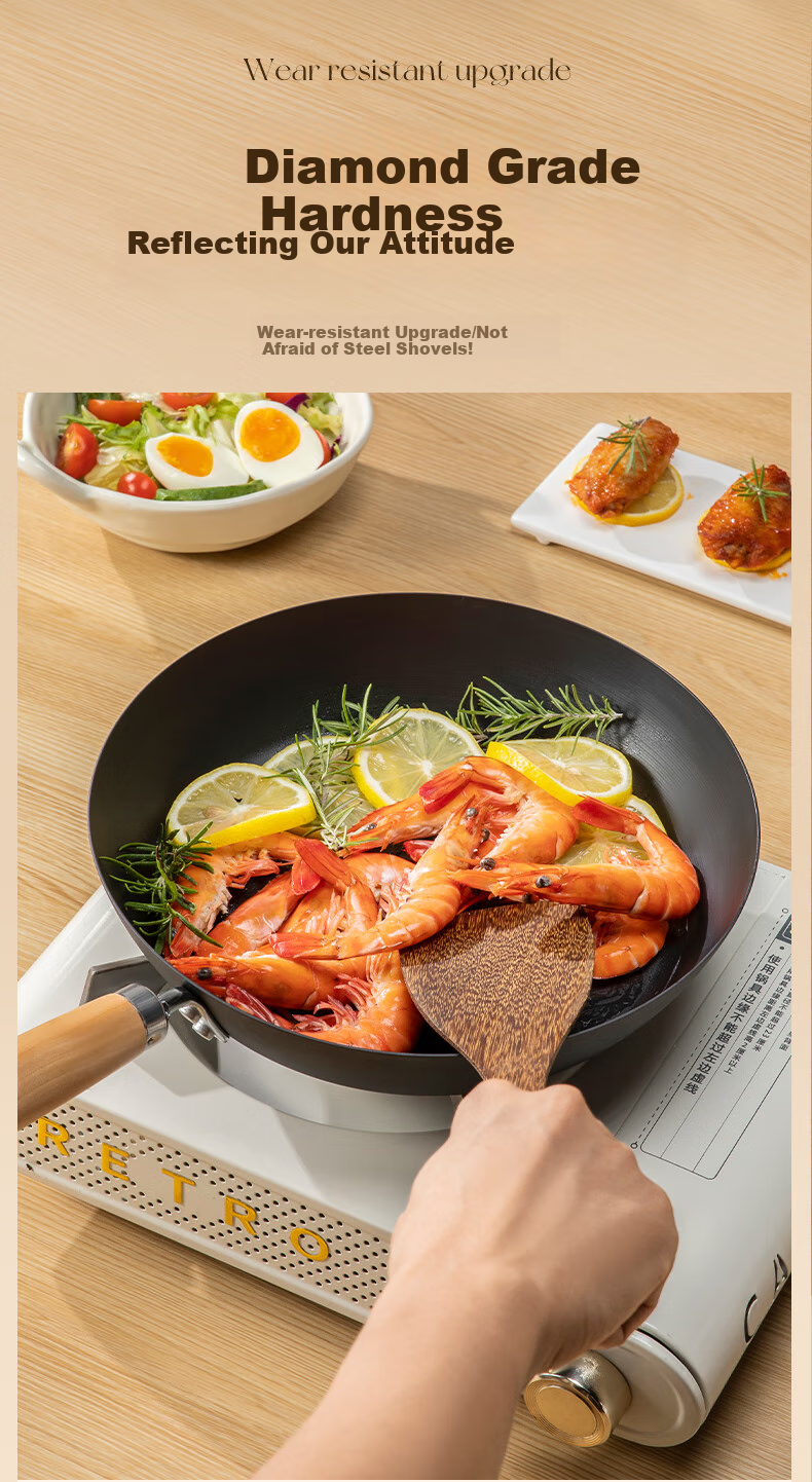 Suncha Non-Stick Frying Pan, Uncoated Steak And Egg Pan, Low-Smoke Cooking Pan, Compatible with Induction And Gas Stoves, 26cm 15