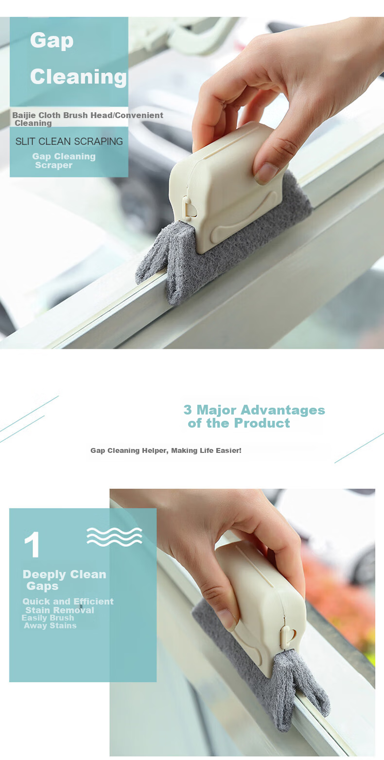 Jiebishi Gap Brush Window Sill Groove Cleaning Brush Household Deep Cleaning Tool for Narrow Spaces And Hard-To Areas, 3-Pack 3