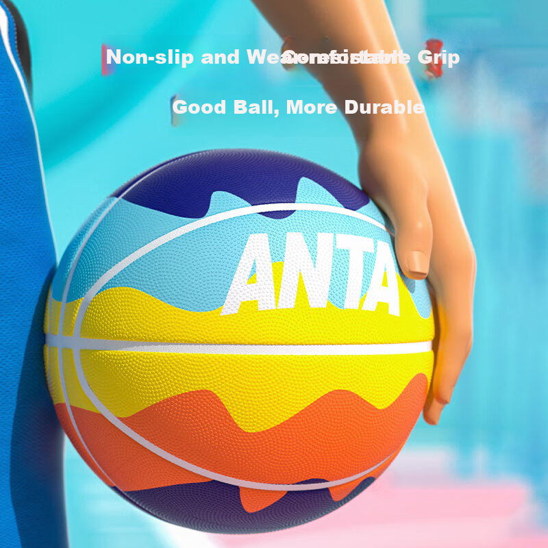 ANTA Basketball for Kids Size 5, Preschool And Elementary School Students, Youth Indoor And Outdoor Wear-Resistant Rubber Size 7 Basketball, Colorful Blue Size 7