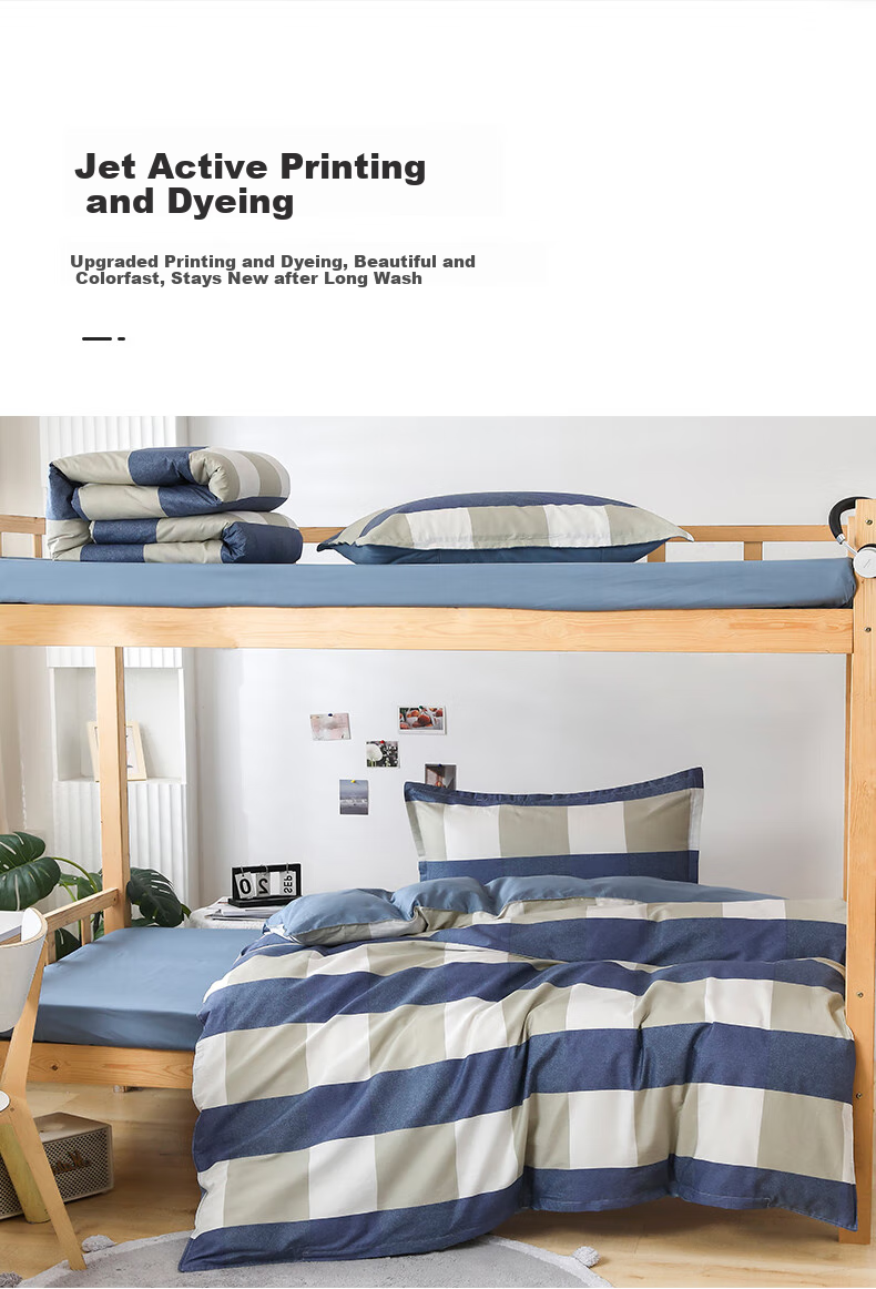 Yunjin Pure Cotton Dormitory Three-Piece Bedding Set for College Students, Bed Sheet And Duvet Cover for Single Bed, 0.9/1.2 Meter, Starry Gray 7