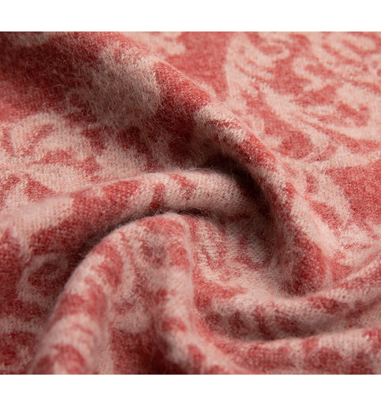 Hengyuanxiang 100% Pure Wool Shawl Women's Autumn Winter Scarf Mom's Birthday New Year Gift Qi Ji Red 6
