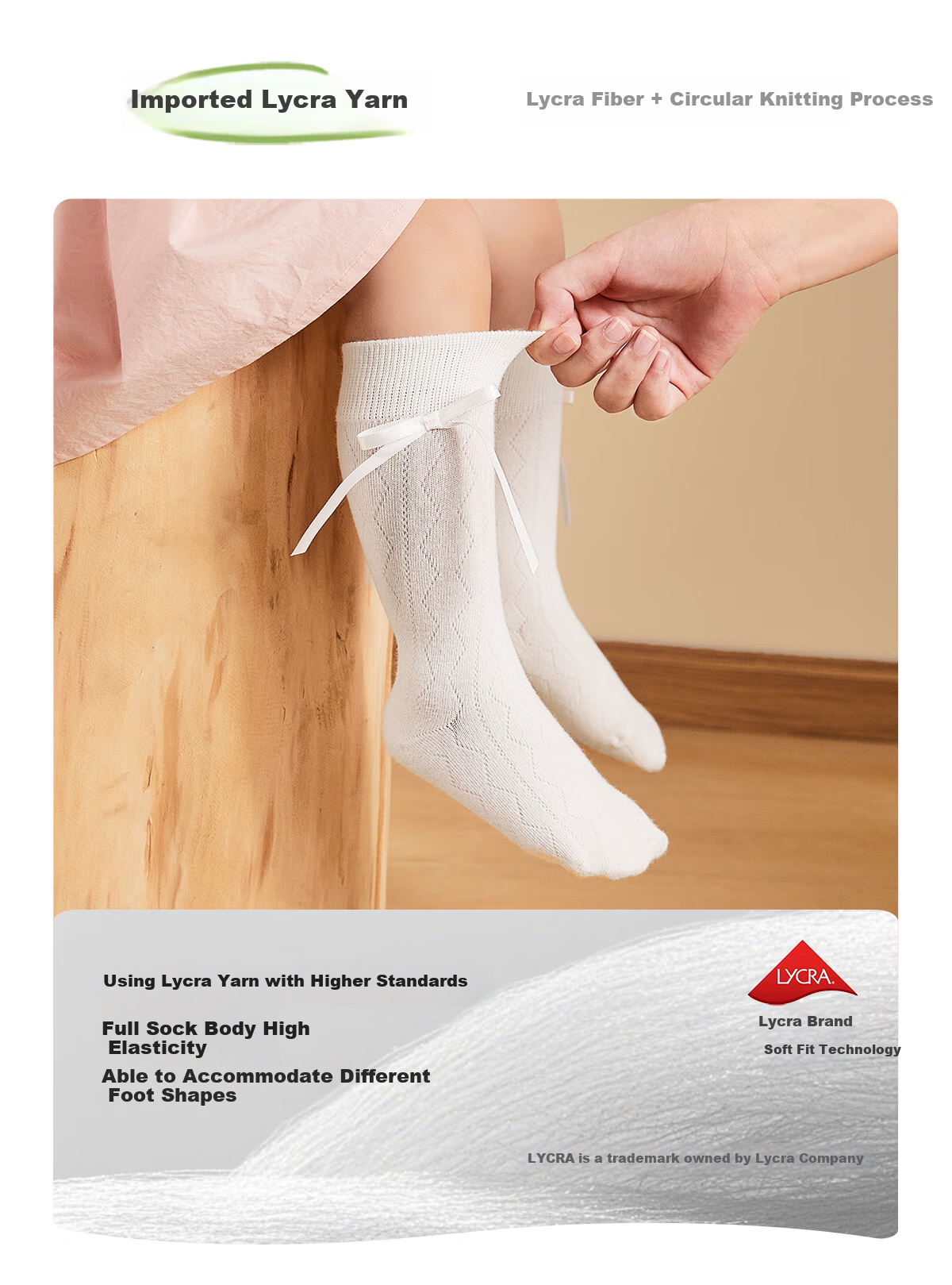 Snoffy Children's Socks, Girls' Princess Socks, Summer Mid-Calf Socks for Little Girls, Ballet Style Breathable Cotton Socks, White 2 Pairs, Size S 11