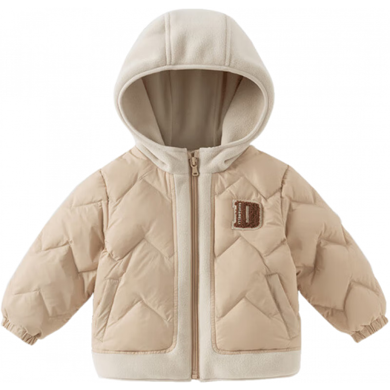 DAVE & BELLA Boys' Patchwork Down Jacket Casual Children's Hooded Coat Winter New Toddler Baby Top