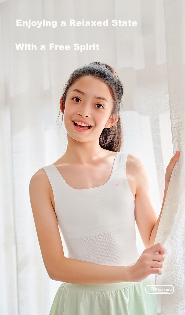 BALABALA Girls' Underwear Bra for Puberty Children's Camisole Bra, Anti-Nipple Show, Anti-Exposure, Sweet Soft Elastic 208925195008 1