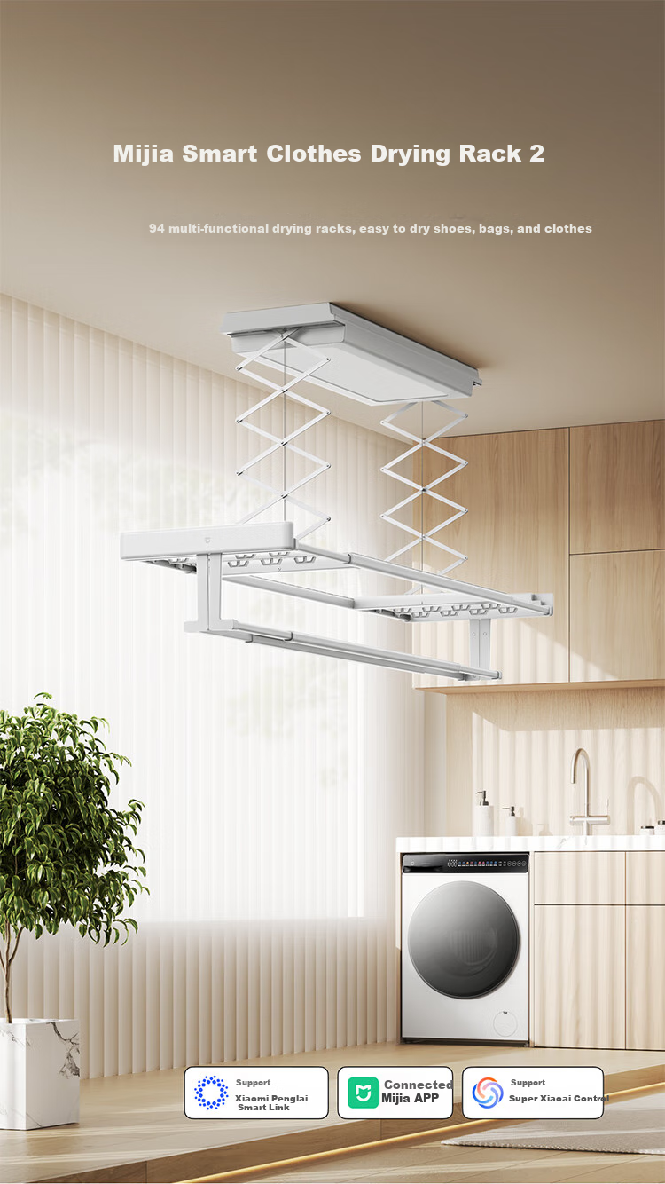 Mijia Smart Clothes Drying Rack 2 Pro [Subsidies], Xiaomi Electric Invisible Clothes Drying Rack, 3D Curved Dome Light 1