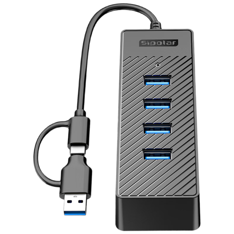 SIPOLAR Type-C Dual USB 3.0 4-in-1 Expansion Dock Extension Cable 0.3m Multi-Port HUB Adapter for Laptop and Mobile Phone