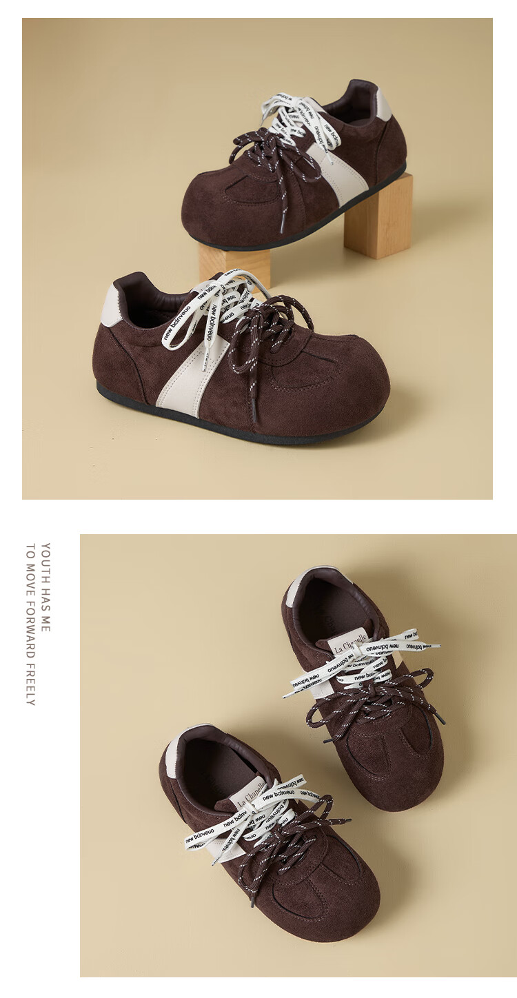 La Chapelle Women's Derby Shoes Autumn Winter New Retro Maillard Ins Versatile Casual Shoes 397 Camel 37 6