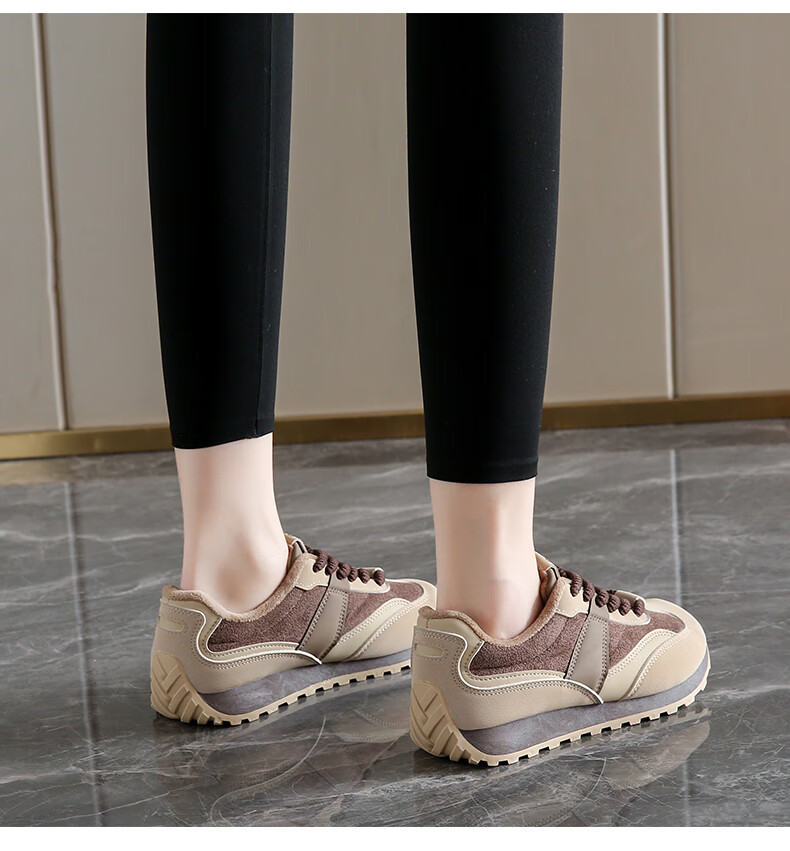 CARTELO Women's Winter Fleece-Lined Dad Sneakers Casual Sports Running Shoes 1654 Coffee Size 39 12