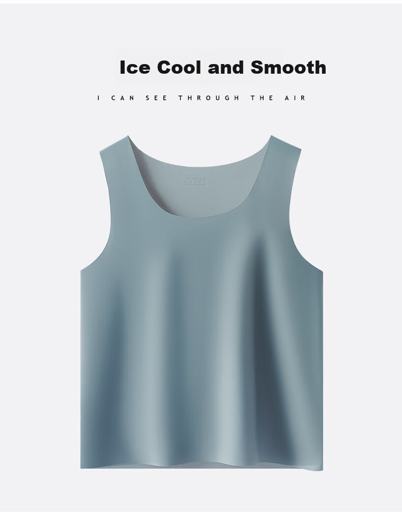 SNOWFLYING 2-Pack Ice Silk Tank Tops for Men, Summer Thin Fitness Sports Seamless Vest Undershirt Sleeveless Undershirt 2