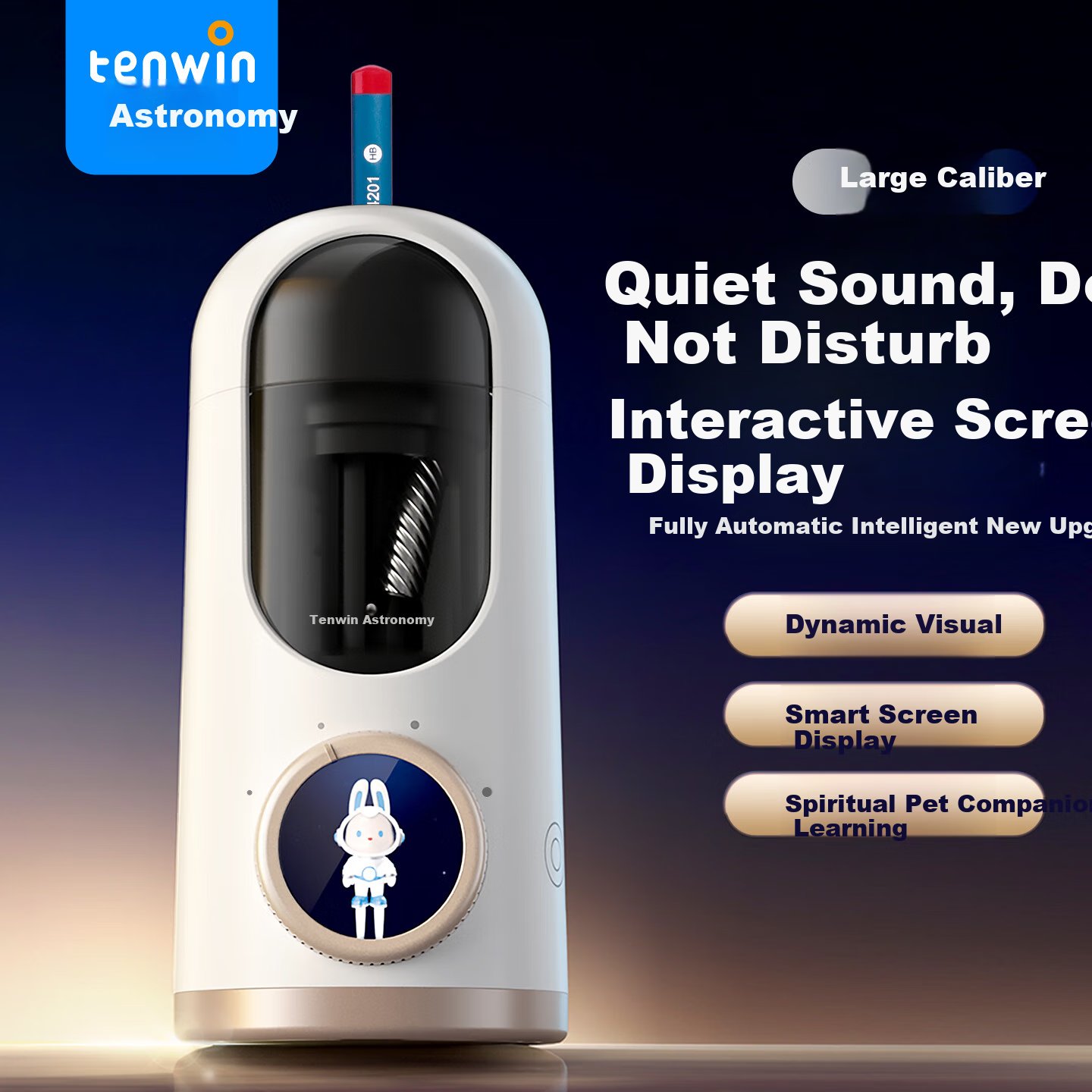 Электрическая автоматическая точилка для карандашей TEN-WIN S8888-1, черная