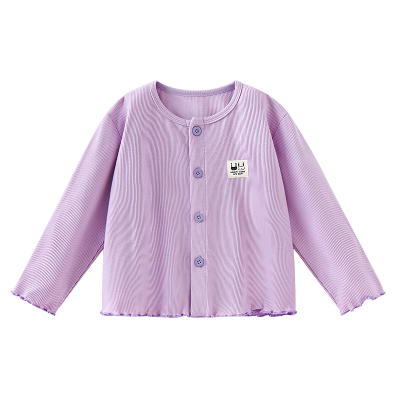 Badibadi Autumn Winter Baby Girls Knitted Cardigan Jacket Stylish Versatile Light Purple Coal Snowball 120