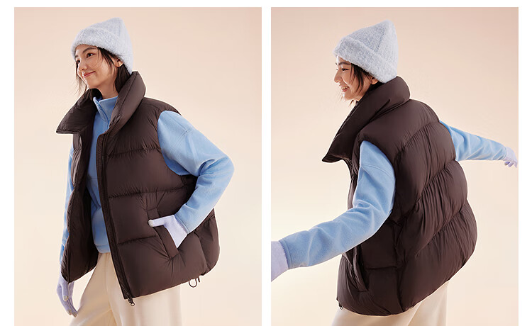 BOSIDENG 25 Years Winter Women's 90% Down Thickened Hooded Loose Short Casual Versatile Warm Vest 3