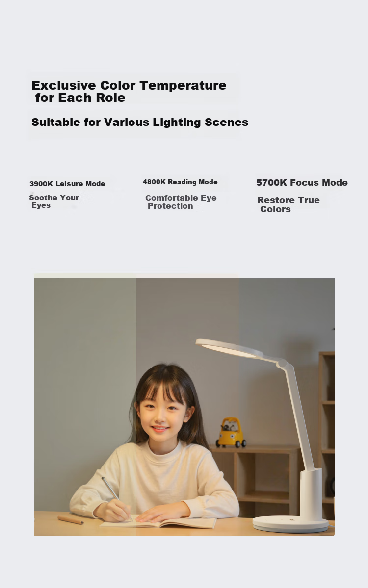 Haoshili Eye Protection Study Lamp for Bedroom, Students And Children, Bedside Reading And Writing LED Light TG035Pro 8