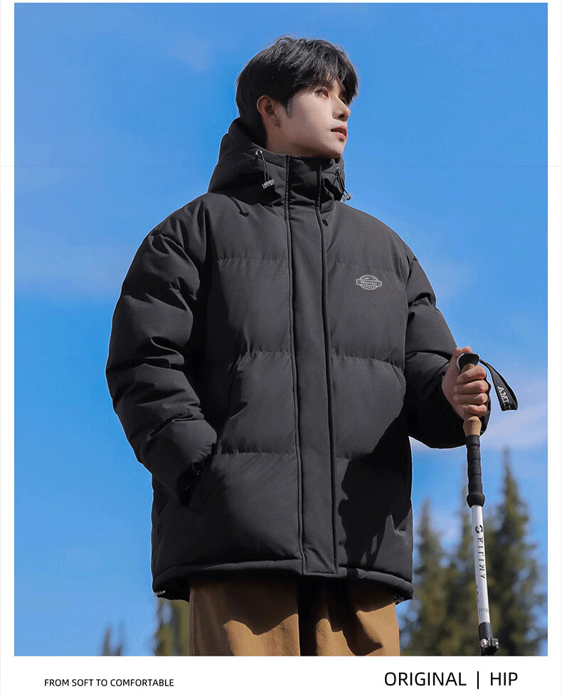 Warrior Men's Winter Hooded Thickened Cotton Jacket Cold-Resistant Warm Cotton Coat New Year Battle Robe Puffer Jacket 15