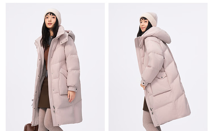 BOSIDENG Off-Season Women's Winter Down Jacket Loose Mid-Length Casual Thickened Removable Hood Stand Collar Casual Coat 13