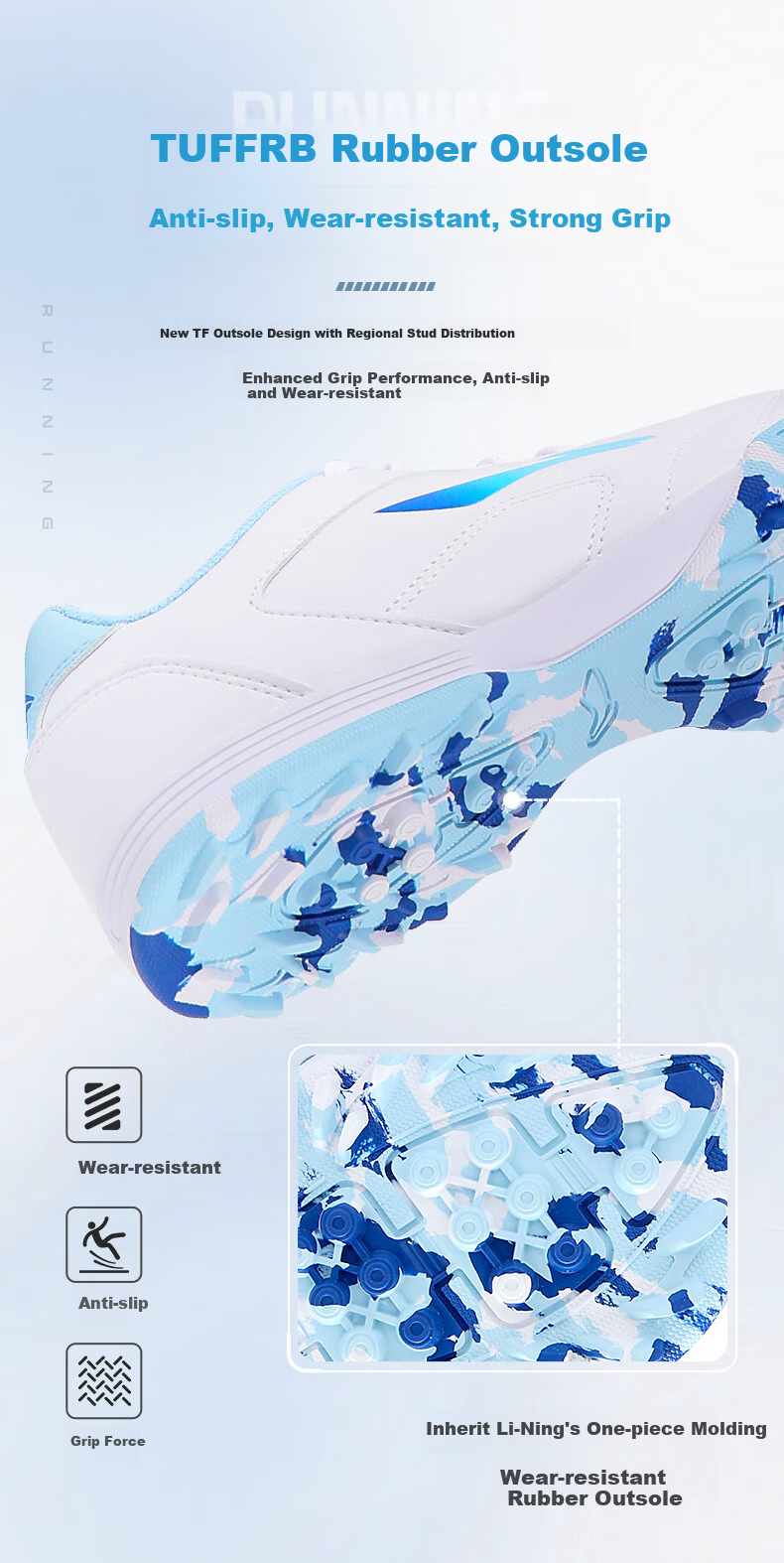 Li-Ning Soccer Shoes TF Turf Cleats for Men, Women, Adults, Children, Teenagers Professional Training Shoes Breathable Cleats for Middle School Exams And Summer Wear 4