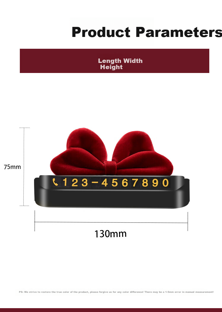 Dijialun Butterfly Bow Car Ornament, Temporary Parking Phone Number Plate, Female Car Moving Sign, Car Interior Decoration Accessories Set 6