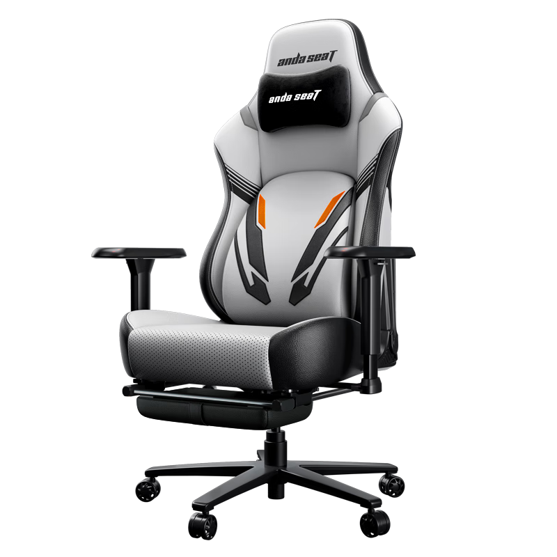 AndaseaT Anderset Gaming Chair Computer Chair Ergonomic Office Chair War God Pro Titanium White Footrest