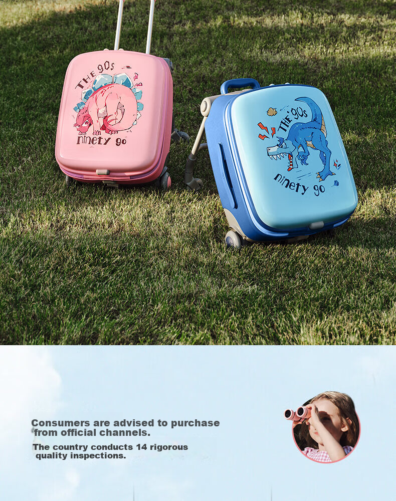 90Fen Children's Luggage, 20-Inch Small Suitcase, Rideable And Walkable Stroller Case, Travel Trolley Case, Carry-On Luggage, Pink 14