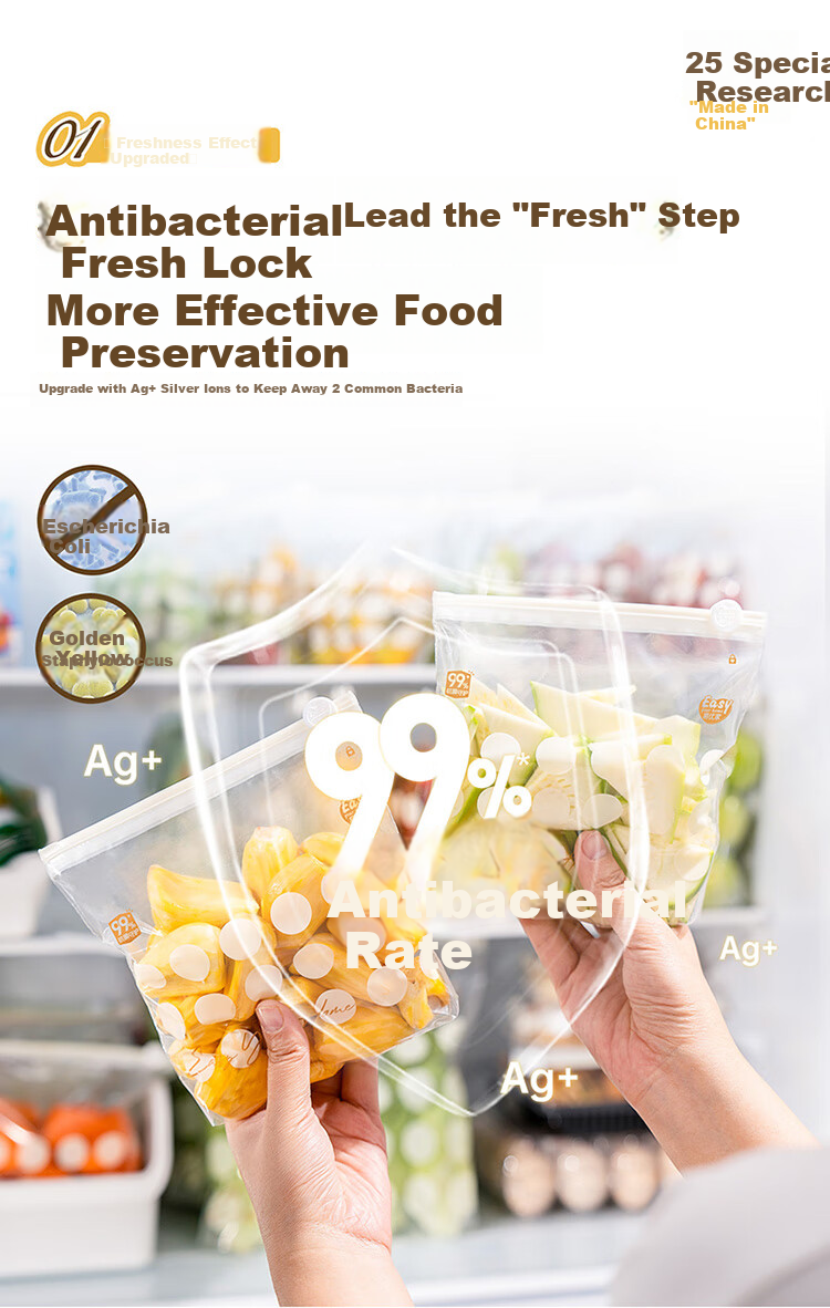 Easy Your Home Food Antibacterial Storage Bags with Zipper, Thickened Refrigerator Organizer Bags, Reusable Portion Bags, Small Size, 20 Pieces 5