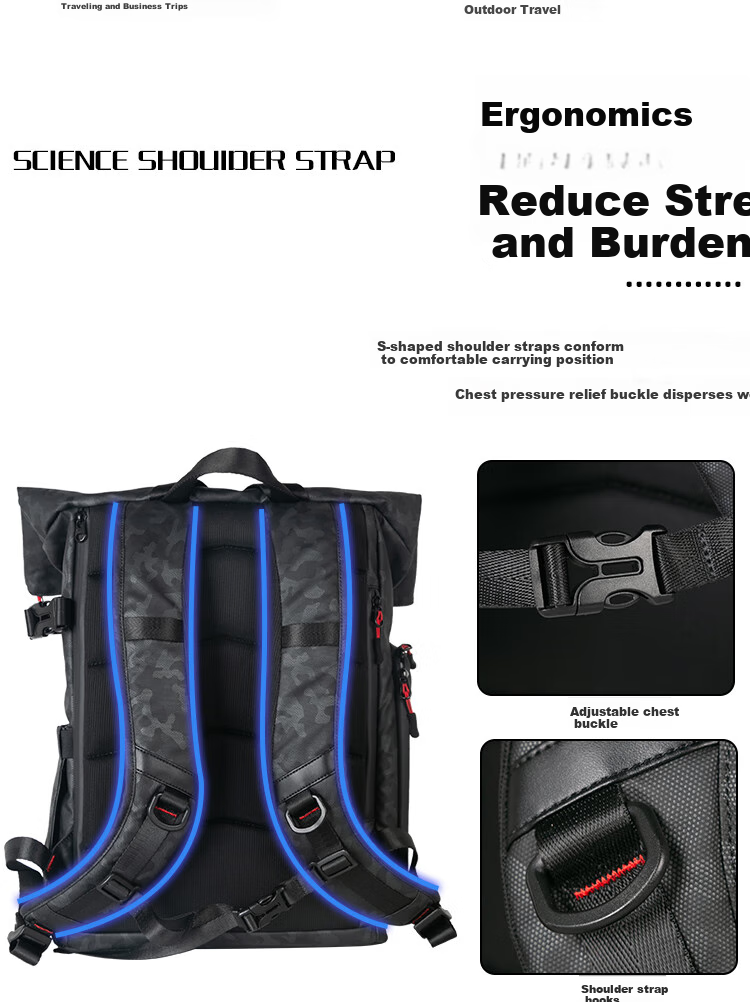 Pulewei Camera Backpack, Multifunctional Professional DSLR Photography Bag, Outdoor Hiking Large Capacity Portable Multi-Functional Lens Backpack 6