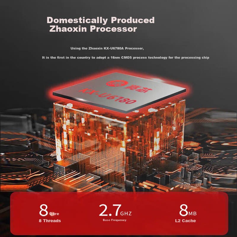 Lenovo Domestic Innovation Laptop, Kaitian N80z, Zhaoxin KX-U6780A/16G/512G/integrated Graphics/14-Inch, Trial Version Kylin, Tongxin, Supports Win7/customized