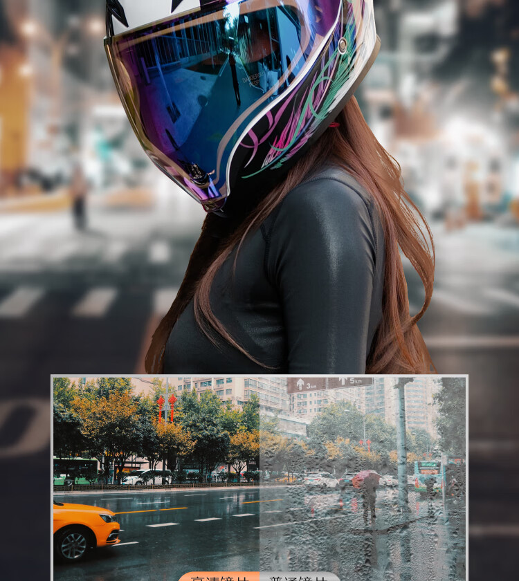 Forever 3C Certified Motorcycle Helmet Unisex Electric Vehicle Full Face Helmet Dual Lens Safety Cap ZKK999 Matte Black Speed [Anti-Fog Outer Lens + Colorful Inner Lens] 8
