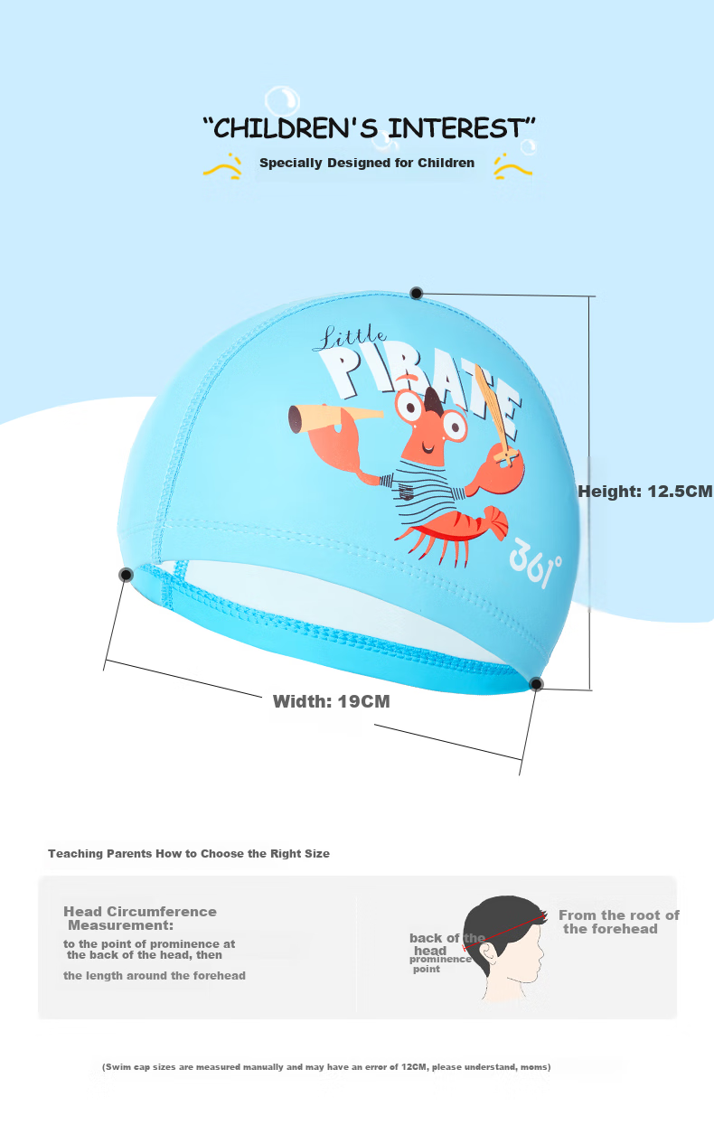 361° Children's Swimming PU Cap, Sports Hat for Boys And Girls, Fashionable Cute Cartoon Waterproof Comfortable Non-Binding Swimming Cap, Pink 3