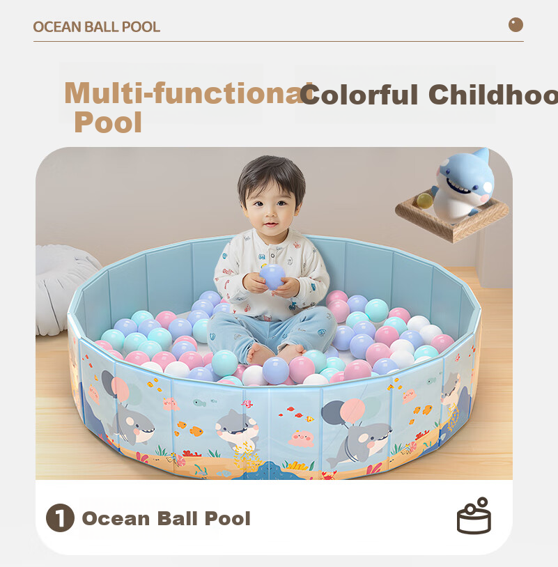 DEERC Foldable Ocean Ball Pool Play Mat Fence, Large Inflatable Ball Pit, Indoor Toy, Birthday Gift 1