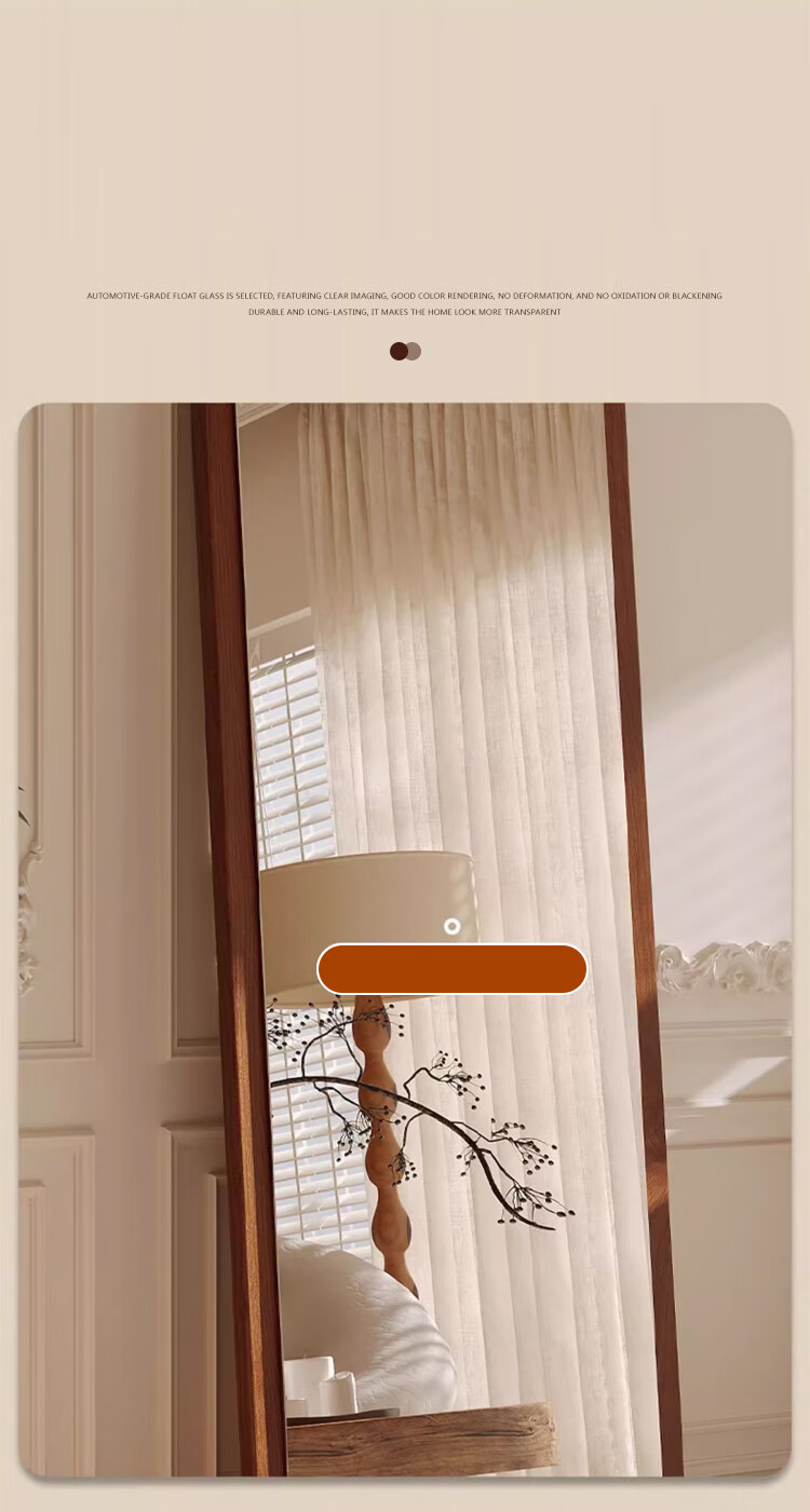 Huakai Star Full-Length Mirror Home Bedroom Dressing Mirror Dormitory Floor Mirror Wall-Mounted Mirror JY90 Wooden Base Coffee 160*50 11