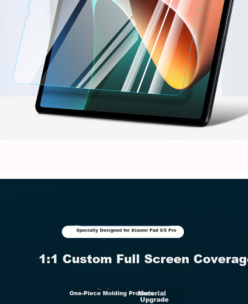 ESCASE Xiaomi Pad 5/5 Pro Tempered Glass Screen Protector for 2021 Model, 11-Inch Tablet Screen Film, HD Clear Protective Film, Shatterproof, Suitable for Xiaomi Pad 5/5 Pro, Transparent 4