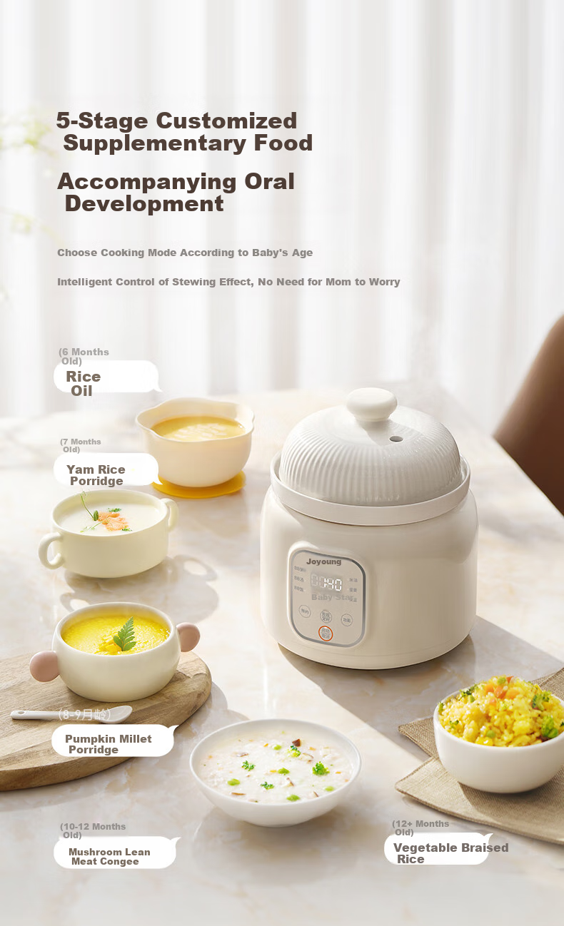 Joyoung [Subsidy] Electric Stew Pot, Baby Food Processor, Age-Specific BB Porridge Cooker, Infant-Specific Stewing Cup, Baby Soup Maker, Rice Steamer, Oil 1L Baby Food Pot GD133 8