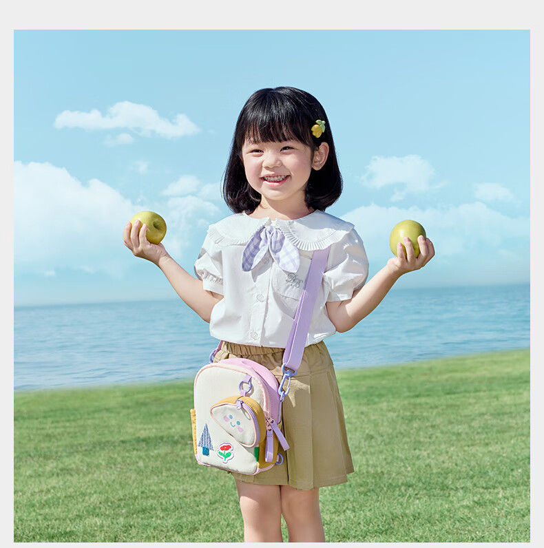 SHUKIKU Toast Double Shoulder Crossbody Bag Children's Dopamine Small Bag Casual Fun Multi-Purpose Parent-Child Bag Taro Toast One Size 18