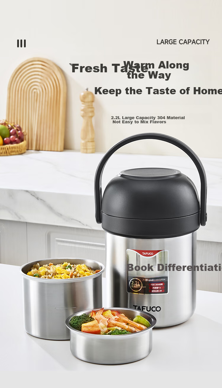 TAFUCO Insulated Lunch Box, 316 Stainless Steel, for Office Workers And Students, Portable Thermos Container, 2L, Midnight Blue T6241 1