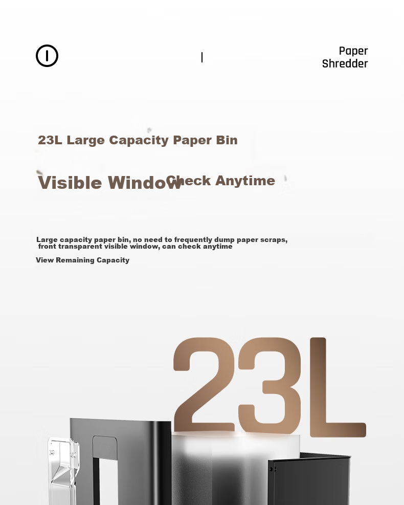 Deli Shredder, Level 5 Security, Single Pass 8 Sheets, Continuous Shredding for 20 Minutes, Large Powerful Office-Specific Paper Shredder, 23L Capacity, Can Shred with Staples, GA510 9