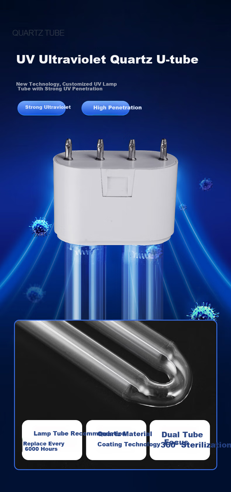 AOC UV Sterilization Lamp for Home Use, Pet Mite Removal, Odor Elimination, Deodorizing, Disinfection Lamp, UV Light with Timer, 60W Odorless 7