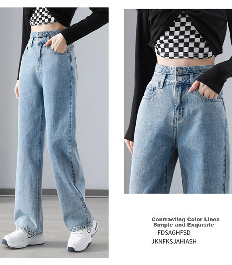 Baleno Slim Wide-Leg Jeans for Women, 2026 New Spring Casual Long Pants, High-End Petite Straight-Leg Trousers for Wome 7