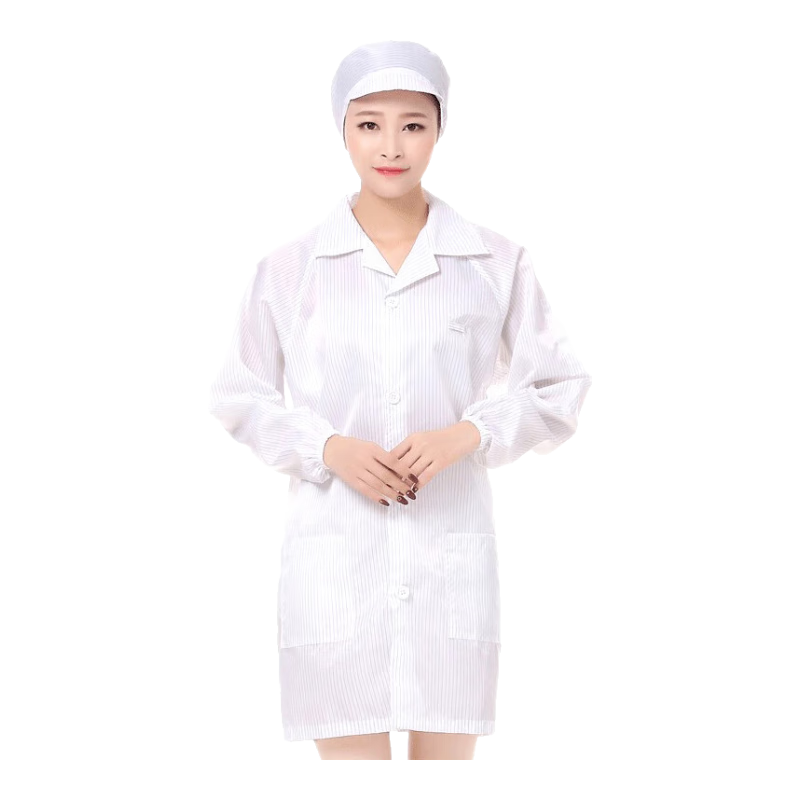 BAIGE Antistatic Suit, Clean Room Dust-Free Suit, Long Workwear for Men And Women, Dust-Proof Coat, Workshop And Electronics Factory Protective Clothing, White, 3XL, CW039445